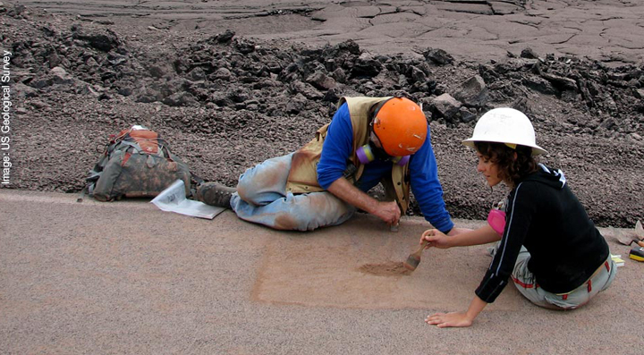Geologists carrying out fieldwork